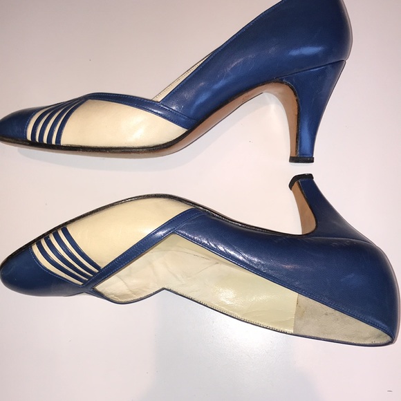 Vintage Bally blue & white pumps size EU 35 - Picture 7 of 12